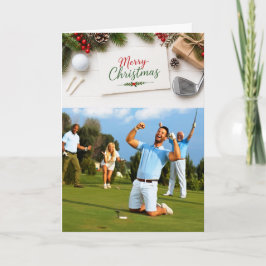Golf Prettig Kerstmis Familie Foto Vakantie Kaart