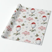 Golf Prettig Kerstmis Kerstman Hoed Golfbal Vakant Cadeaupapier (Uitgerold)