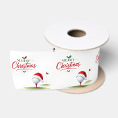 Golf Prettig Kerstmis Kerstmuts Golfbal Vakantieda Satijnen Lint (Spoel)