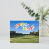 Golf Pride op golfbaan regenboog thema Briefkaart (Staand voorkant)
