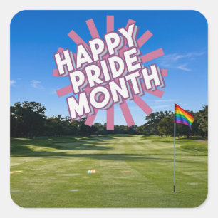 Golf Pride op golfbaan regenboog thema Vierkante Sticker