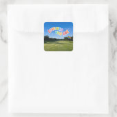 Golf Pride op golfbaan regenboog thema Vierkante Sticker (Tas)