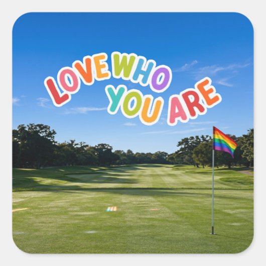 Golf Pride op golfbaan regenboog thema Vierkante Sticker (Voorkant)
