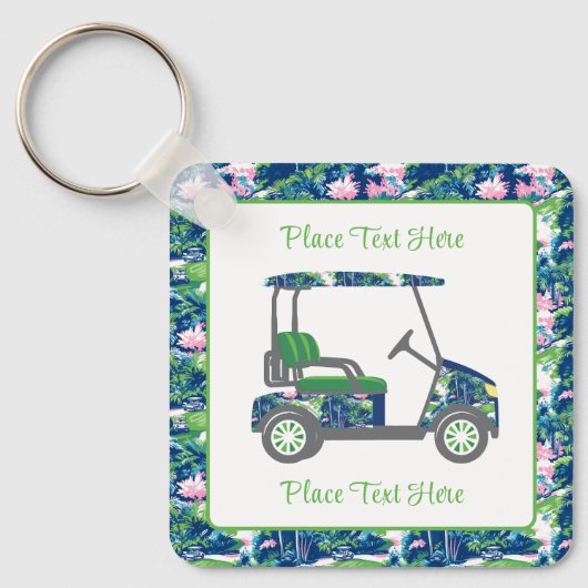 Golf Print Golf Cart Sleutelhanger (Voorkant)