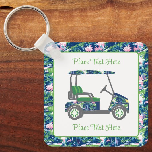 Golf Print Golf Cart Sleutelhanger (Voorkant)