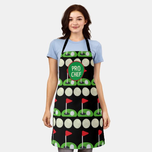 Golf Pro Chef All-over Print Apron aanpassen Schort (Gedragen)