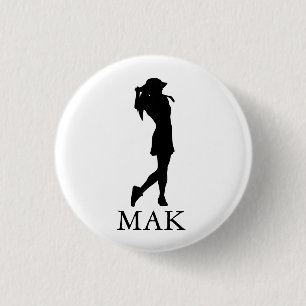 Golf Pro Vrouw stijlvol gepersonaliseerd maatwerk Ronde Button 3,2 Cm