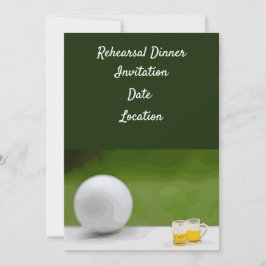 Golf proefdinereinladiging met bal & bier kaart