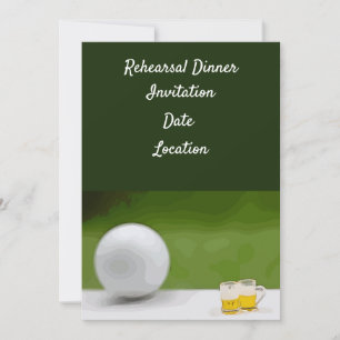 Golf proefdinereinladiging met bal & bier kaart