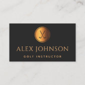 Golf Professional Instructor Pro Golfer Gold Black Visitekaartje (Voorkant)
