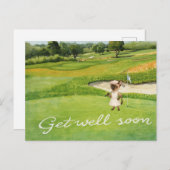 Golf Profiteer snel van golfer golfing op groen Briefkaart (Voorkant / Achterkant)