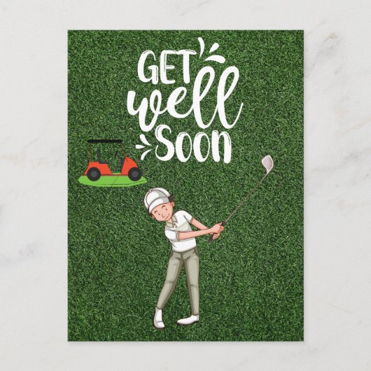 Golf Profiteer snel van golfer golfing op groen Briefkaart (Voorkant)