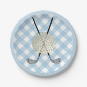 Golf Pset Blue White Preppy Country Club Papieren Bordje (Voorkant)