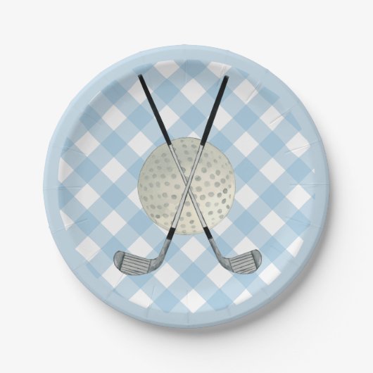 Golf Pset Blue White Preppy Country Club Papieren Bordje (Voorkant)