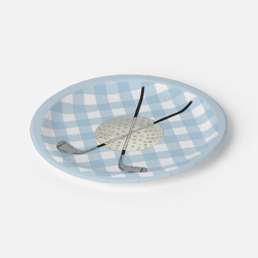 Golf Pset Blue White Preppy Country Club Papieren Bordje (Gekanteld)