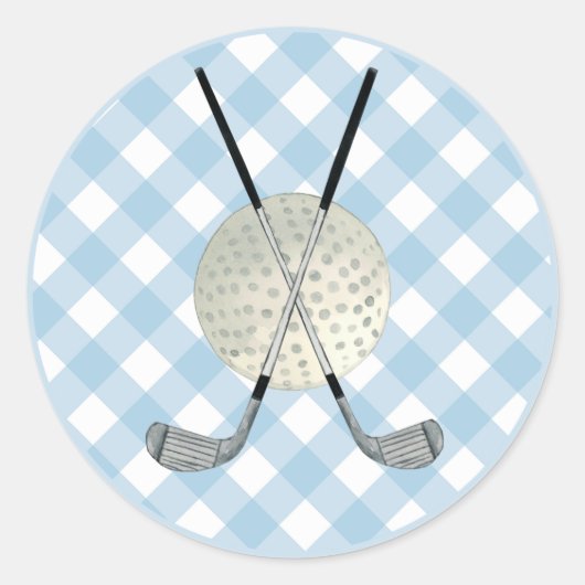 Golf Pset Blue White Preppy Country Club Ronde Sticker (Voorkant)