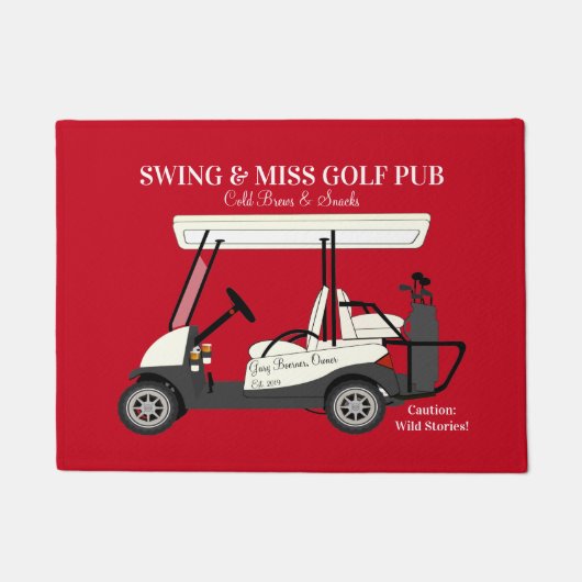 Golf Pub Golf Cart Beer & Snacks Wilde Verhalen Deurmat (Voorkant)