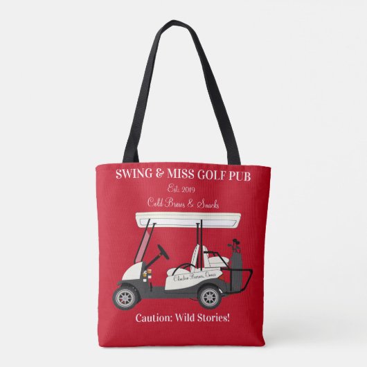 Golf Pub Golf Cart Beer & Snacks Wilde Verhalen Tote Bag (Achterkant)