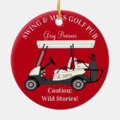 Golf Pub met kerstornament Cart Golfer Keramisch Ornament (Achterkant)