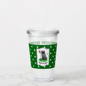 Golf Pug Golf (zwart) Cute Dog Funny Acryl Drinkbeker (Achterkant)