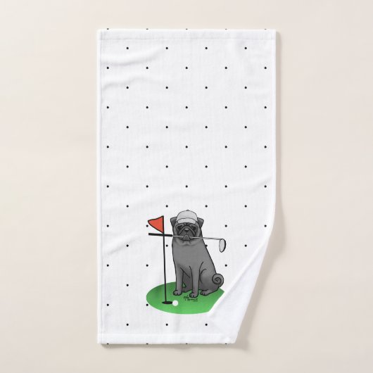 Golf Pug Golf (zwart) Cute Dog Funny Bad Handdoek (Handdoek)