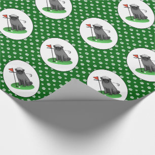 Golf Pug Golf (zwart) Cute Dog Funny Cadeaupapier