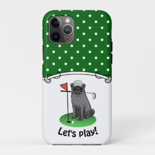 Golf Pug Golf (zwart) Cute Dog Funny Case-Mate iPhone Case