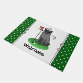 Golf Pug Golf (zwart) Cute Dog Funny Deurmat (Schuin)
