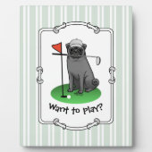 Golf Pug Golf (zwart) Cute Dog Funny Fotoplaat (Voorkant)