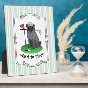 Golf Pug Golf (zwart) Cute Dog Funny Fotoplaat