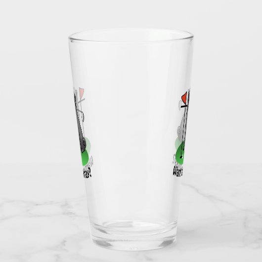 Golf Pug Golf (zwart) Cute Dog Funny Glas (Links)