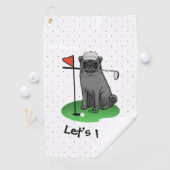 Golf Pug Golf (zwart) Cute Dog Funny Golfhanddoek (Insitu)