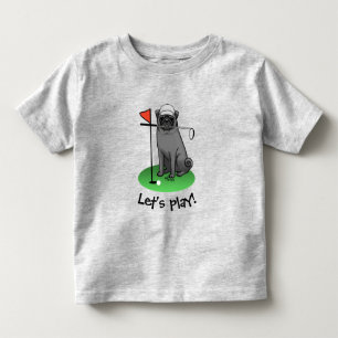 Golf Pug Golf (zwart) Cute Dog Funny Kinder Shirts
