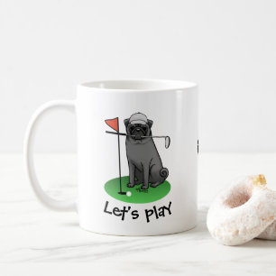 Golf Pug Golf (zwart) Cute Dog Funny Koffiemok