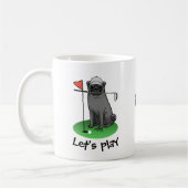 Golf Pug Golf (zwart) Cute Dog Funny Koffiemok (Links)