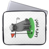 Golf Pug Golf (zwart) Cute Dog Funny Laptop Sleeve (Voorkant)