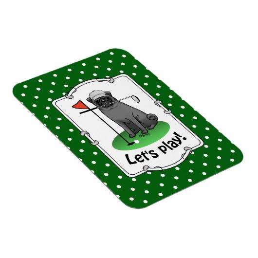 Golf Pug Golf (zwart) Cute Dog Funny Magneet (Rechterzijde)