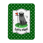 Golf Pug Golf (zwart) Cute Dog Funny Magneet (Verticaal)