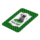 Golf Pug Golf (zwart) Cute Dog Funny Magneet (Linkerzijde)