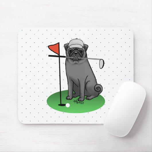 Golf Pug Golf (zwart) Cute Dog Funny Muismat (Met muis)