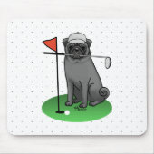 Golf Pug Golf (zwart) Cute Dog Funny Muismat (Voorkant)