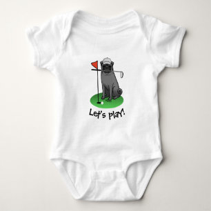 Golf Pug Golf (zwart) Cute Dog Funny Romper