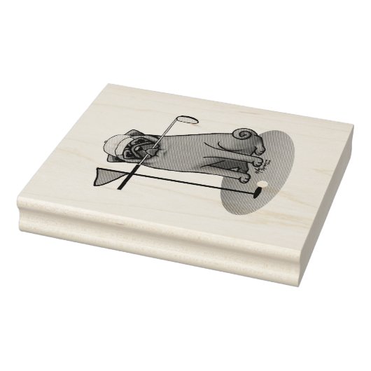 Golf Pug Golf (zwart) Cute Dog Funny Rubberstempel (Stempel)