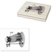 Golf Pug Golf (zwart) Cute Dog Funny Rubberstempel (Gestempeld)