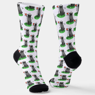 Golf Pug Golf (zwart) Cute Dog Funny Sokken