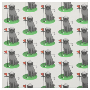 Golf Pug Golf (zwart) Cute Dog Funny Stof