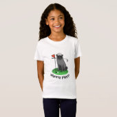 Golf Pug Golf (zwart) Cute Dog Funny T-shirt (Voorkant volledig)