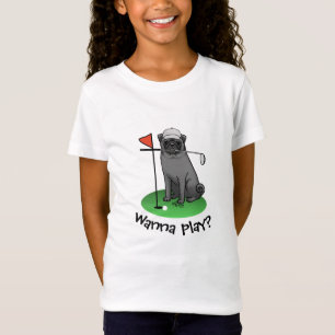 Golf Pug Golf (zwart) Cute Dog Funny T-shirt