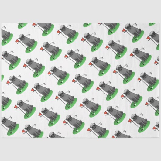 Golf Pug Golf (zwart) Cute Dog Funny Tissuepapier (Voorkant)