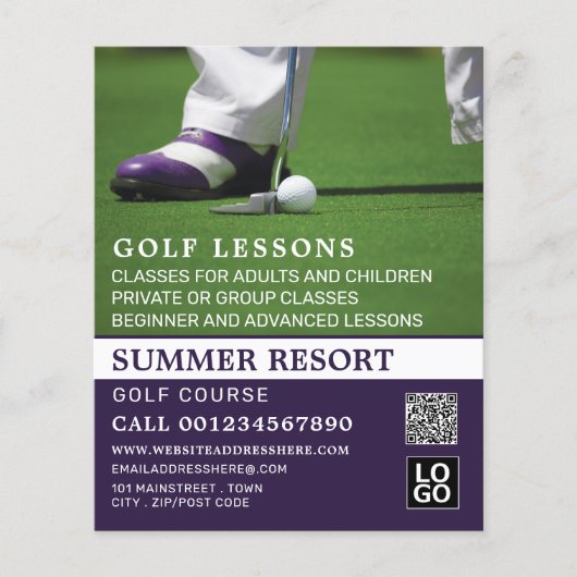 Golf Putt, GoIf Lesson Adverteren Flyer (Voorkant)